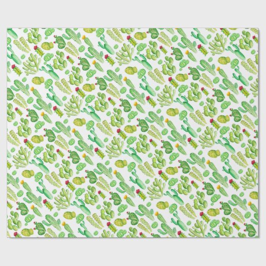 Wasserfarbenkakti Geschenkpapier (Flach)