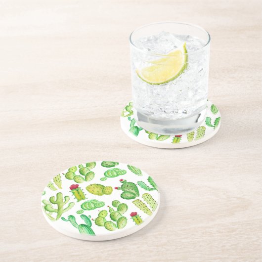 Wasserfarbenkakti Sandstein Untersetzer (Seite)