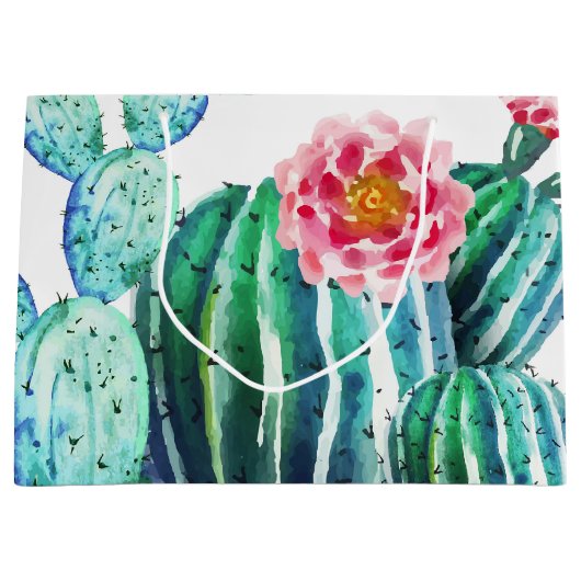 Wasserfarbenkaktus Große Geschenktüte (Vorderseite)