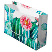 Wasserfarbenkaktus Große Geschenktüte (Vorderseite Schrägansicht)