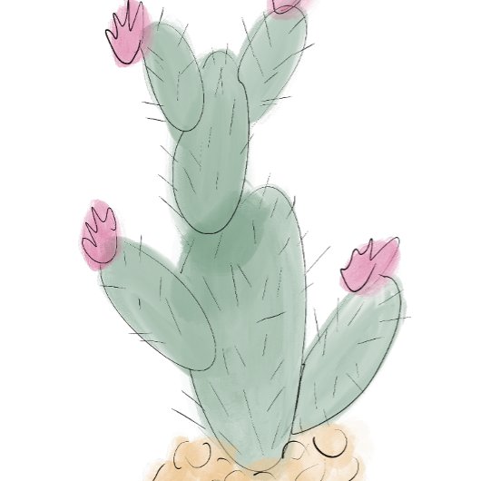 Wasserfarbenkaktus mit Blume-Aufkleber Aufkleber
