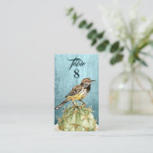 Wasserfarbenkaktus mit Wren Bird Wedding Platzkarte (Stehend Vorderseite)