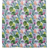 Wasserfarbenkaktus-Muster Duschvorhang (Vorderseite)