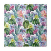 Wasserfarbenkaktus-Muster Fliese (Vorderseite)