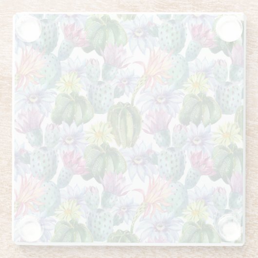 Wasserfarbenkaktus-Muster Glasuntersetzer (Rückseite)