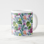 Wasserfarbenkaktus-Muster Jumbo-Tasse (Vorderseite Rechts)
