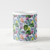 Wasserfarbenkaktus-Muster Jumbo-Tasse (Vorderseite)