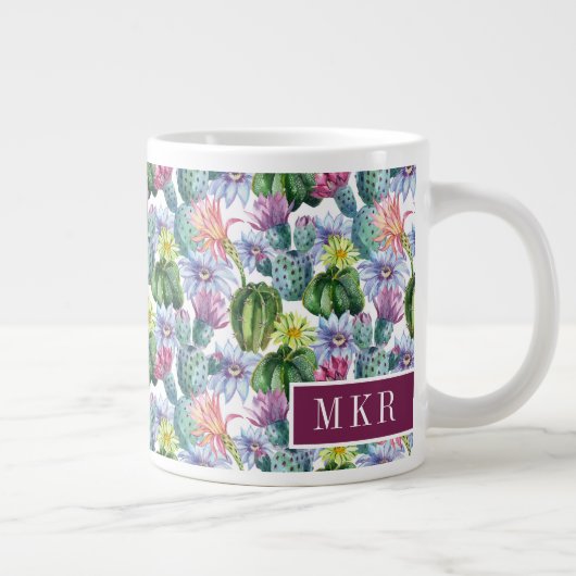 Wasserfarbenkaktus-Muster Jumbo-Tasse (Rechts)