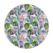 Wasserfarbenkaktus-Muster Schneidebrett (Vorderseite)