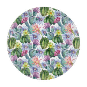 Wasserfarbenkaktus-Muster Schneidebrett