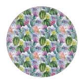 Wasserfarbenkaktus-Muster Schneidebrett (Vorderseite)