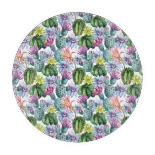 Wasserfarbenkaktus-Muster Schneidebrett