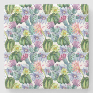Wasserfarbenkaktus-Muster Steinuntersetzer
