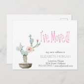 Wasserfarbenkaktus neue Adresse Ankündigungspostkarte (Vorne/Hinten)