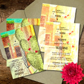 Wasserfarbenkaktus Rustikale Hochzeit in der mexik Einladung