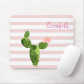 Wasserfarbenkaktus, Streifen - Personalisiert Mousepad (Mit Mouse)
