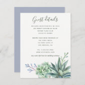 Wasserfarbenkaktus Succulents Wedding Guest Detail Begleitkarte (Vorne/Hinten)
