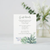 Wasserfarbenkaktus Succulents Wedding Guest Detail Begleitkarte (Stehend Vorderseite)