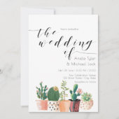 Wasserfarbenkaktus Sukkulente Typografie Hochzeit Einladung (Vorderseite)