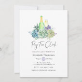 Wasserfarbenkaktus Sukkulents Pop Fizz Clink Einladung (Vorderseite)