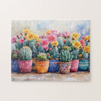 Wasserfarbenkaktus und Blume Puzzle