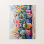 Wasserfarbenkaktus und Blume Puzzle (Vertikal)
