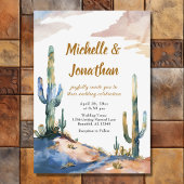 Wasserfarbenkaktus-Wüste in einer Hochzeit Einladung