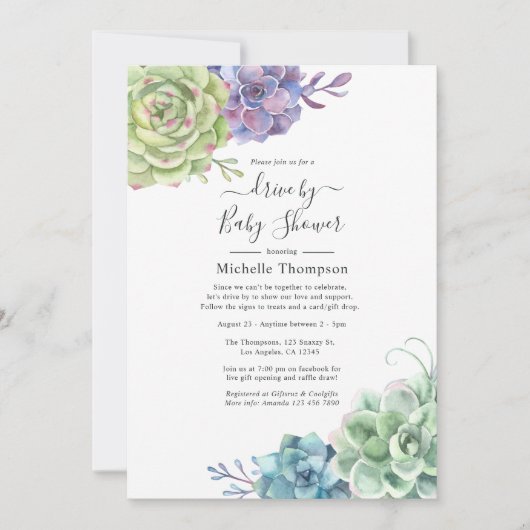 Wasserfarbenkaktusse mit Dusche Einladung (Vorderseite)