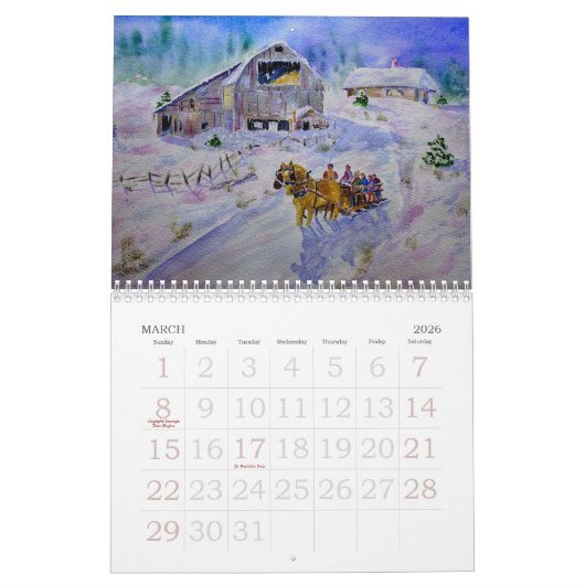 Wasserfarbenkalender Kalender (Mär 2026)