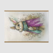 Wasserfarbenkaninchen, grüner Karpfen, BZ2 Decoupa Seidenpapier (Vorderseite)