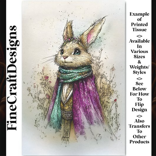 Wasserfarbenkaninchen, grüner Karpfen, BZ2 Decoupa Seidenpapier