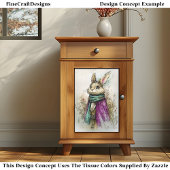 Wasserfarbenkaninchen, grüner Karpfen, BZ2 Decoupa Seidenpapier