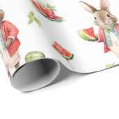 Wasserfarbenkaninchen mit Wassermelone Geschenkpapier (Rolleneckpunkt)
