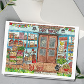 Wasserfarbenkarte für den Sommer-Bauernmarkt Karte