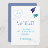 Wasserfarbenkarte für Papier-Flugzeug Save the Dat Save The Date (Vorne/Hinten)