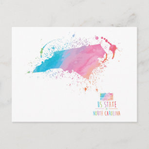 Wasserfarbenkarte North Carolina Postkarte