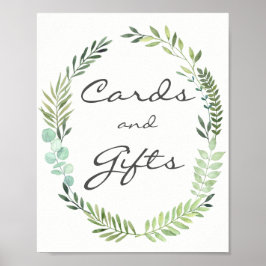 Wasserfarbenkarte und Geschenke für Hochzeitsposte Poster