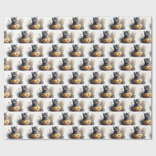 Wasserfarbenkätzchen Kätzchen in einer Jack-o-Late Geschenkpapier (Flach)