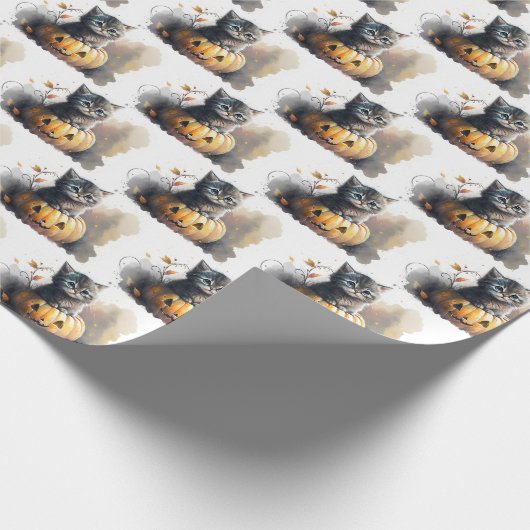 Wasserfarbenkätzchen Kätzchen in einer Jack-o-Late Geschenkpapier (Ecke)