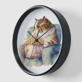 WASSERFARBENKATZE, DIE SICH AUF DEM STUHL BEFINDET UHR (Winkel)