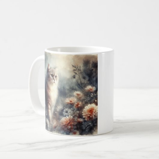 Wasserfarbenkatze & -florale - Liebe einer Mutter Kaffeetasse (Vorderseite Links)