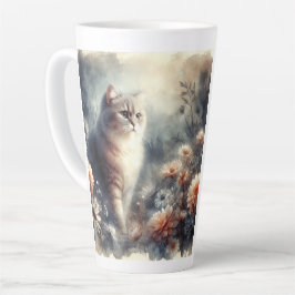 Wasserfarbenkatze & -florale - Liebe einer Mutter Milchtasse