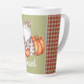 Wasserfarbenkatze und Pumpkins Seliger Erntedank Milchtasse (Rechte Ecke)