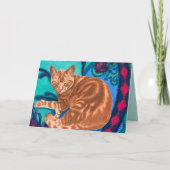 Wasserfarbenkatze und Steppdecke Dankeskarte (Vorderseite)