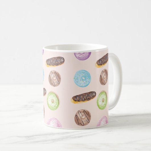 Wasserfarbenkeuler Donuts Hand lackiert Kaffeetasse (VorderseiteRechts)