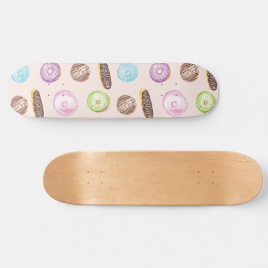 Wasserfarbenkeuler Donuts Hand lackiert Skateboard (Horizontal)