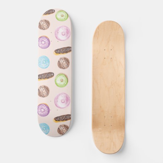 Wasserfarbenkeuler Donuts Hand lackiert Skateboard (Vorderseite)