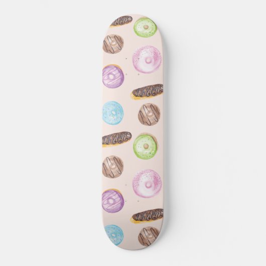 Wasserfarbenkeuler Donuts Hand lackiert Skateboard (Vorderseite)