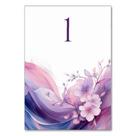 Wasserfarbenkirschblüten - Hochzeitskarte Tischnummer