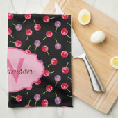 Wasserfarbenkirschen Mit Monogramm Handtuch (Viertel Falte)